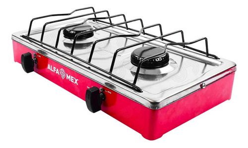 Parrilla De Gas 2 Quem Alfa Mex 304 + Tanque 9 Kg + Acc Color Rojo