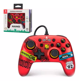 Controle Nano Enhanced Com Fio Switch Mario Kart Red Powera