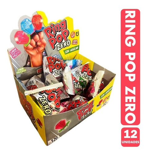 Imagen 1 de 4 de Caramelo Ring Pop Zero (caja Con 12 Unidades)
