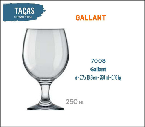 12 Taça Gallant 250ml - Vinho