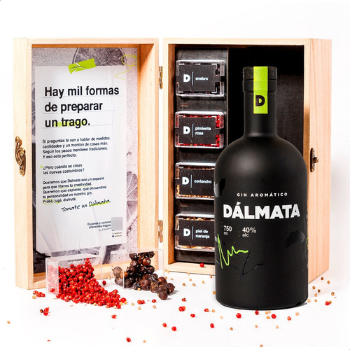Gin Dalmata Box Caja Madera Regalo Classic Con Botanicos