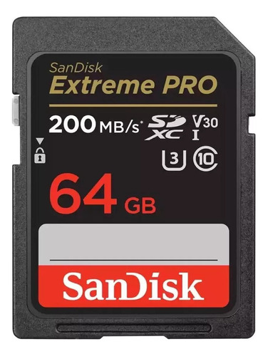 Tarjeta Sd 64 Gb Sandisk Extreme Pro 4k V30 Uhs-i U3 200 Mb/