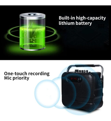 Megafono Portatil Bluetooth Con Microfono Inalambrico M-669i