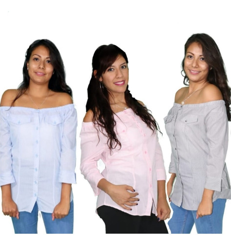 Blusa Tipo Campesina Con Resorte En Hombros Top Moda Mujer