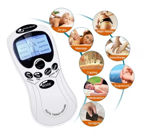 Estimulación muscular eléctrica con 4 parches de electrodos, masajeador de  impulsos eléctricos, masajeador muscular, estimulador muscular