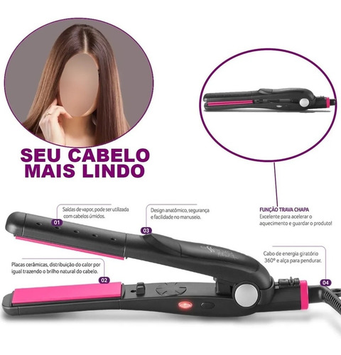 Imagem 7 de 8 de Chapinha De Cabelo Cerâmica Ion Umido 230°c + Escova Magica