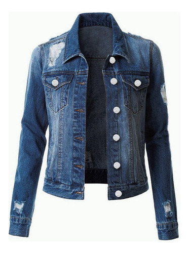 Chaqueta De  Jeans Para Mujer Polera De Chaqueta Rasgada