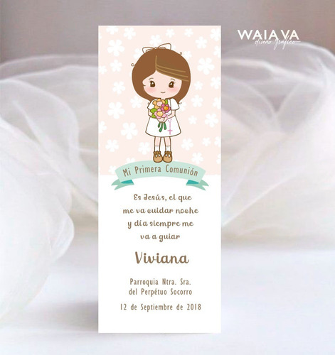 Imagen 8 de 10 de Estampas Primera Comunión Tarjetas Nenas Señalador X 3u