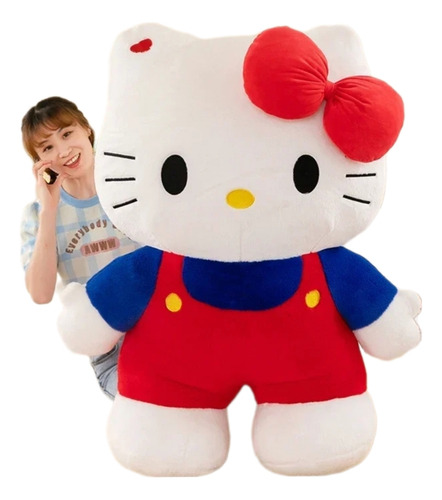 Peluche Sanrio Hello Kitty Con Oberol Jumbo Gigante 120cm Color Rojo