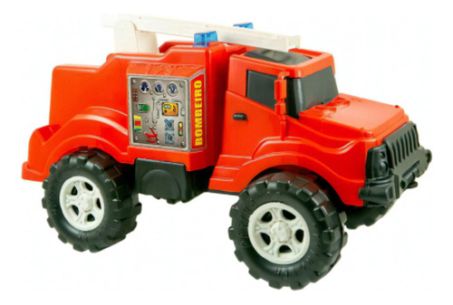 Camión de bomberos grande de 38 cm, coche rojo con escalera Kendy