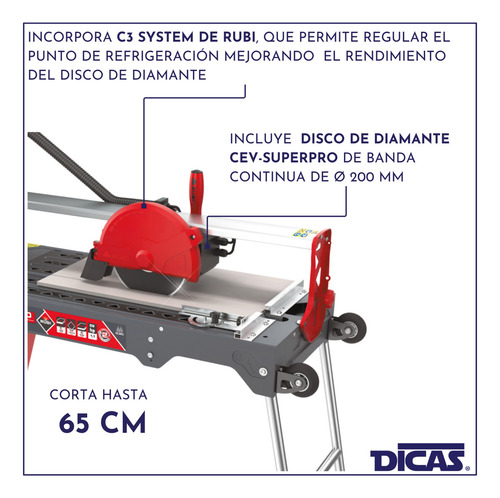 Cortadora Cerámica Eléctrica Rubi Evo 65 Cm Incluye Disco