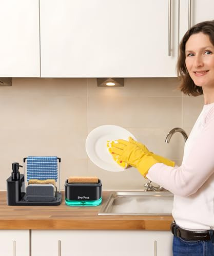 Juego De Dispensador De Jabón Para La Cocina Con Bandeja Y S
