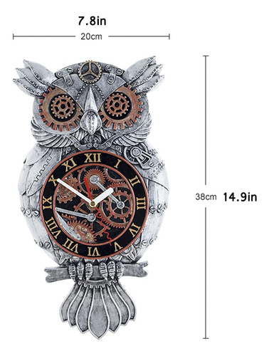 Rgwygcg Reloj De Pared De Búho, Reloj De Pared Steampunk, De