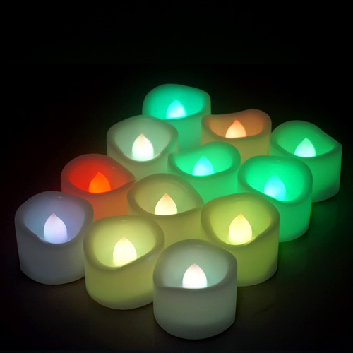 Juego De 12 Mini Votivas Led Que Cambian De Color, Funciona 