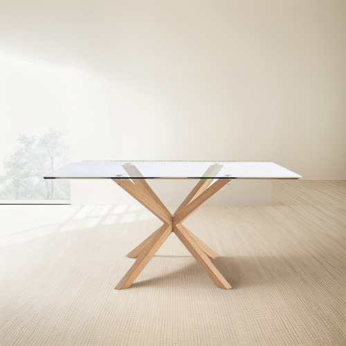 Mesa Comedor Rectangular Warm Vidrio Metal 140x80cm