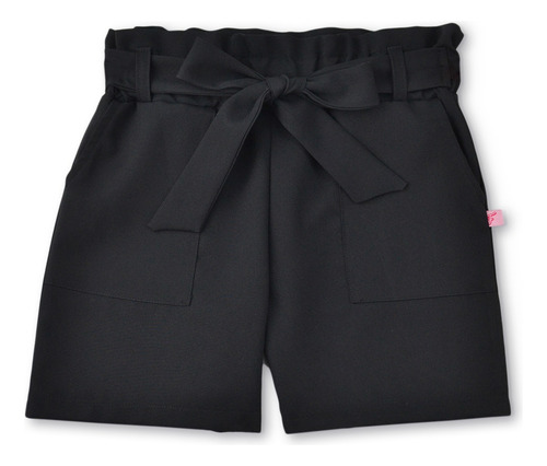 Conjunto Blusa Y Short Con Bolsa Y Moño | Teen Flory 0004 Negro Talla 16 / 14 Años