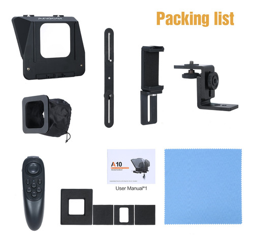 Teleprompter Andoer A10 Portátil P/cámara Dslr Y Smartphone