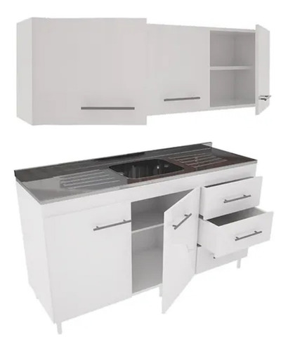 Imagen 4 de 7 de Combo Bajo Mesada 1,20 + Alacena + Bacha Acero + 18 Cuotas Sin Interes