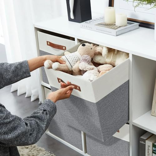 Cubos Plegables De Almacenamiento Gris Y Blanco, 4 Unidades