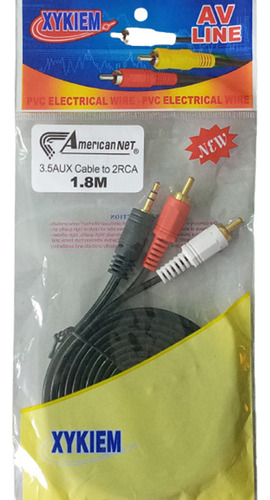 Cable De Audio 1 Plug Stereo 3.5 Mm A 2 Rca 1,8 Mt American 