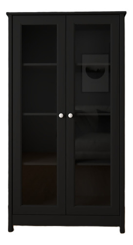 Mueble Vitrina 80cm En Mdp 2 Puertas Negro