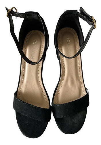 Tacones Bajos Top Moda Negro Para Mujeres