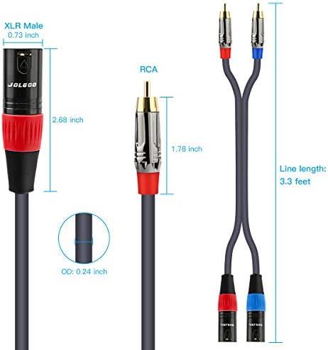Cable Rca A Xlr, Cable Doble Rca Macho A Doble Xlr Macho, Ca