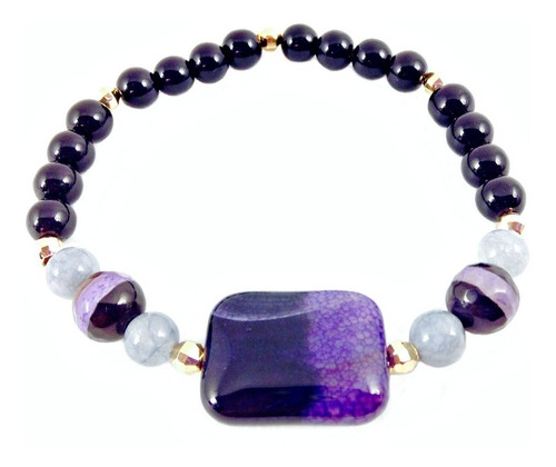 Bashari Pulsera Oro Laminado - Purple Rectangular Bracelet