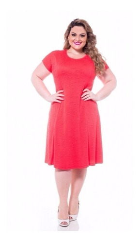 Vestido Feminino Plus Size Festa Vermelho Rodado