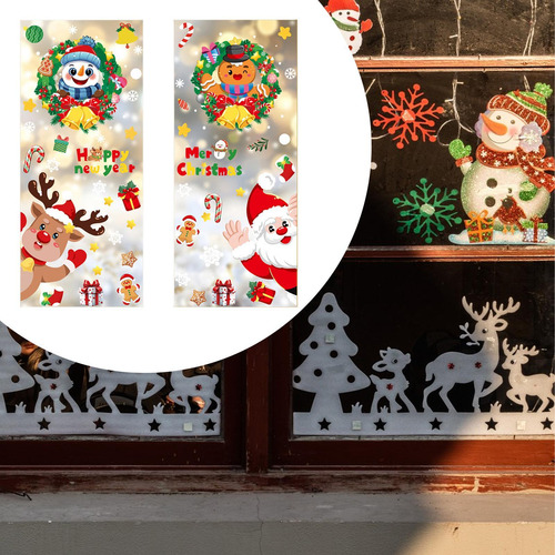 2 X 4x Adhesivos Navideños Para Ventanas, Decoraciones