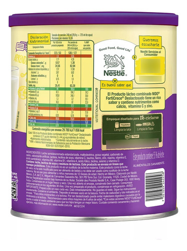Leche En Polvo Nido Forticrece Deslactosado Lata De 1.6 Kg.