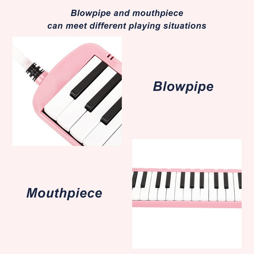 Melodica 37 Teclas Instrumento Viento Para Principiantes Rosa