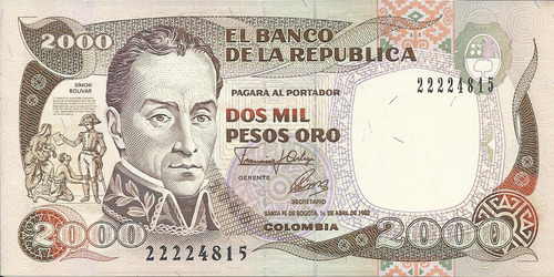Colombia 2000 Pesos   1 Abril 1992