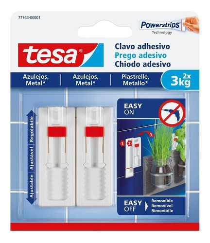 Clavo Autoadhesivo Ajustable Para Azulejos Y Metal Tesa 3 Kg