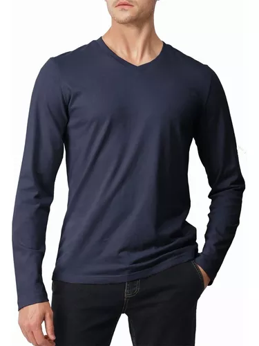 Camiseta Manga Larga Hombre Algodón Lycra Termica Bluo 28011