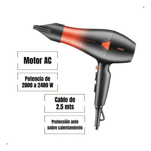 Secadora De Cabello Profesional Vgr Motor Ac V-455