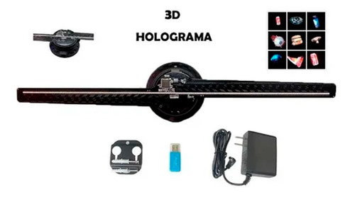 Projetor Display Holograma 3d Led Ventilador Holográfico Cor Preto 110V/220V