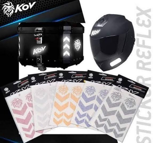 Imagen 3 de 3 de Cinta Reflejante Para Moto Casco Roja Y Azul Kov