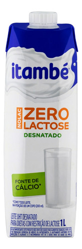 Leite UHT Desnatado Zero Lactose Itambé Nolac Caixa com Tampa 1l
