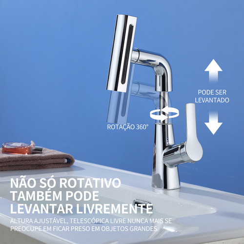 2025 Torneira De Cozinha E Banheiro Monocomando Flexível 4 Modos Misturador Aço Inoxidável 304 Brilhante - Gourmet C/ Base Giratória E Saída Cascata | Pia/bancada +60cm Tubo Dorofox