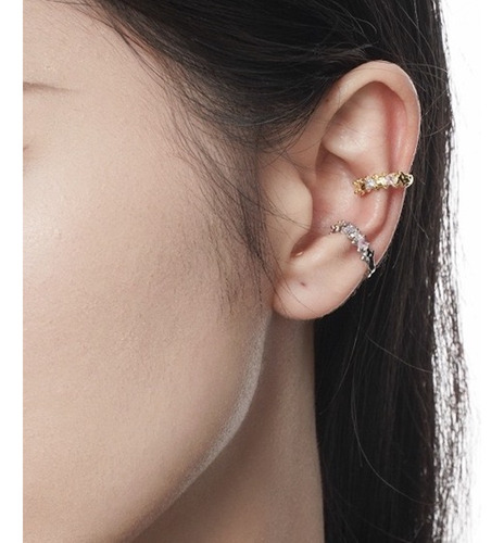 Piercing De Plata 925 Zirconias Multicolor Argolla Earcuff