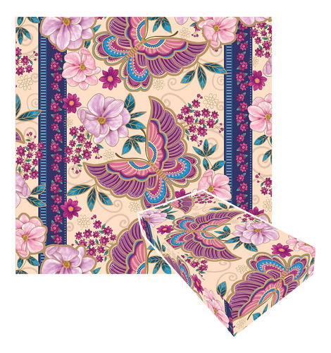 Papel De Presente Bobina Couche 40cmx100m Floral Feminina