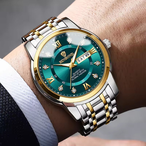 Reloj Cuarzo Elegante 1pz A Elegir Hombre Caballero Casual Caballero Binbond-01 Binbond-01