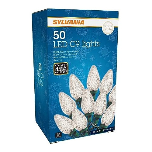 Juego De Luces Led C9 Facetadas De Color Blanco Cálido...