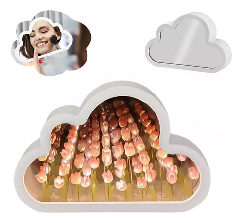 Luz Nocturna Con Espejo De Tulipán De Nube Para Dormitorio