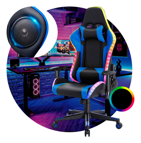Imagen 1 de 10 de Silla Gamer Sillon Pc Escritorio Oficina Racing Led Rgb