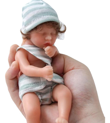 Mini Reborn Niña Muñeca Cuerpo Completo Silicona Pelo Rizado