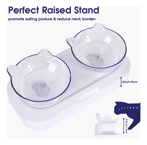 Cuenco Transparente Para Gatos Doble Y Ajustable En Plástico