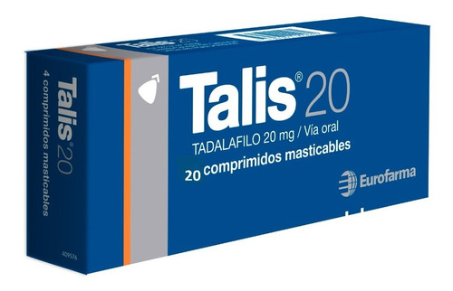 Imagen 1 de 4 de Talis Masticable 20 Mg 20comp. Tadalafilo 