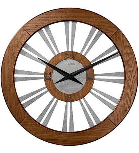 Reloj De Pared Bulova C4118 Woodhall, Acabado En Nogal Cálid